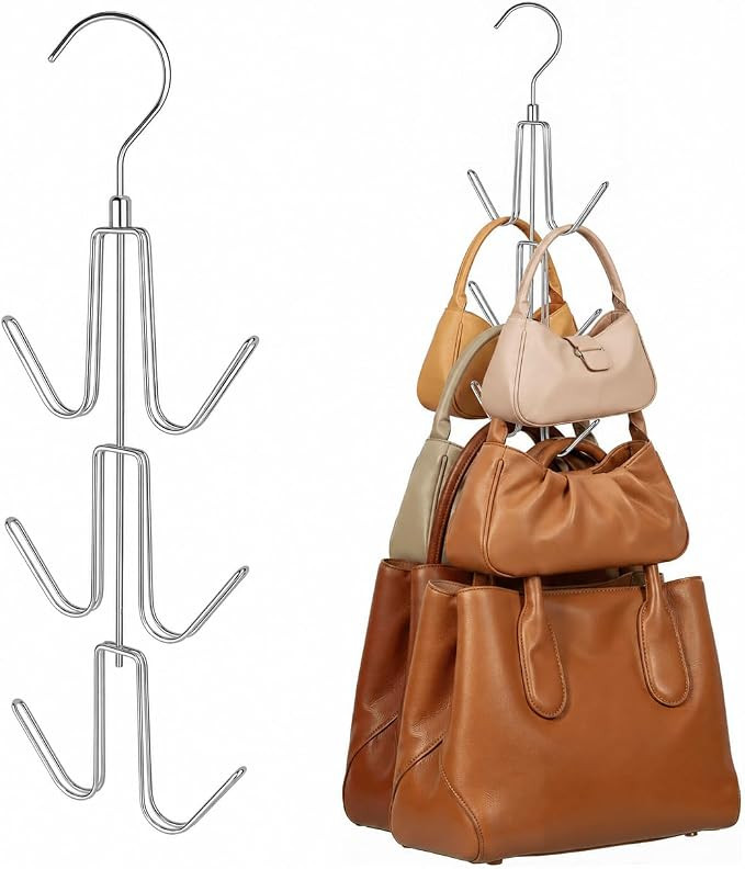 ZEDODIER 2 Pack Purse Organizer for Closet, Heavy-Duty Hanging Purse Hanger Closet Holds Up to 12... | Amazon (US)