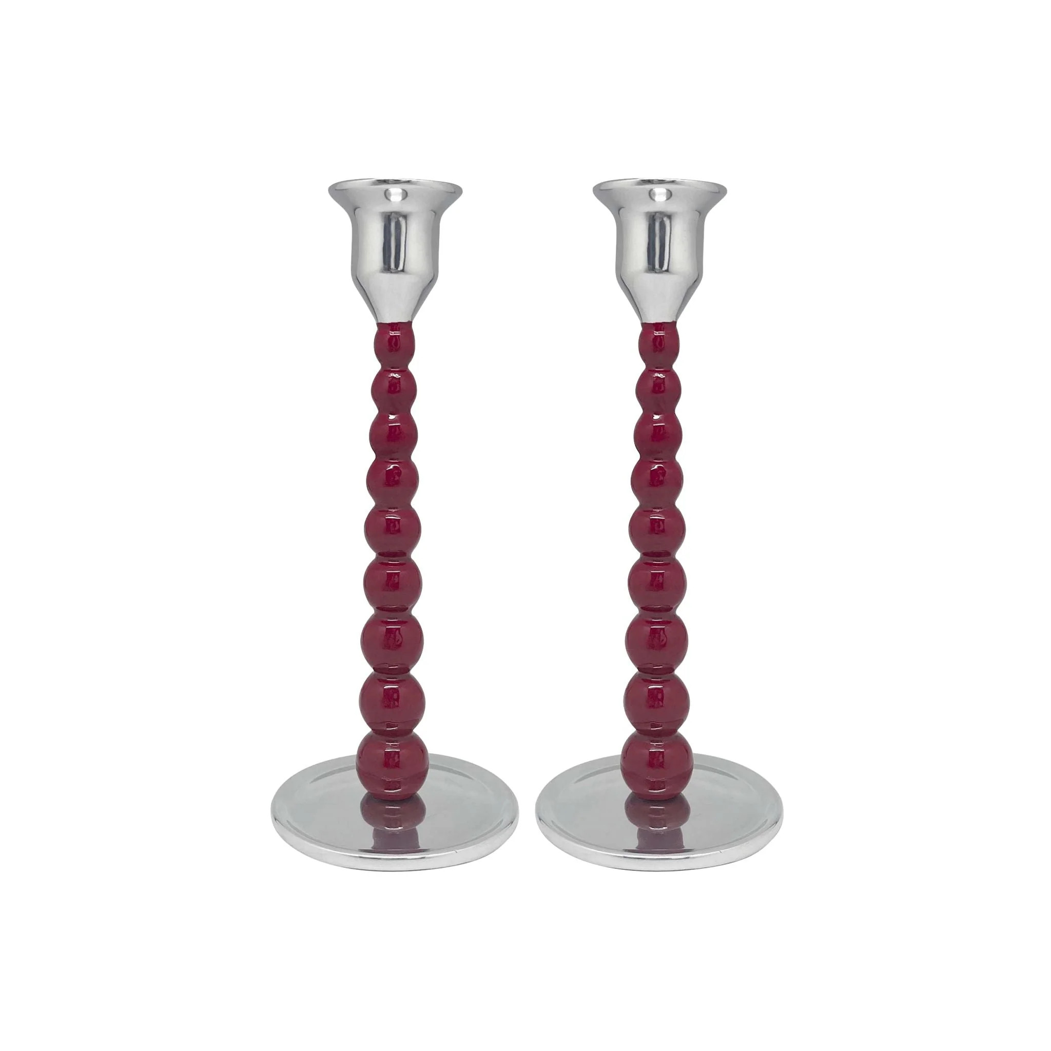 Pearled Red Medium Candlestick Set | Mariposa