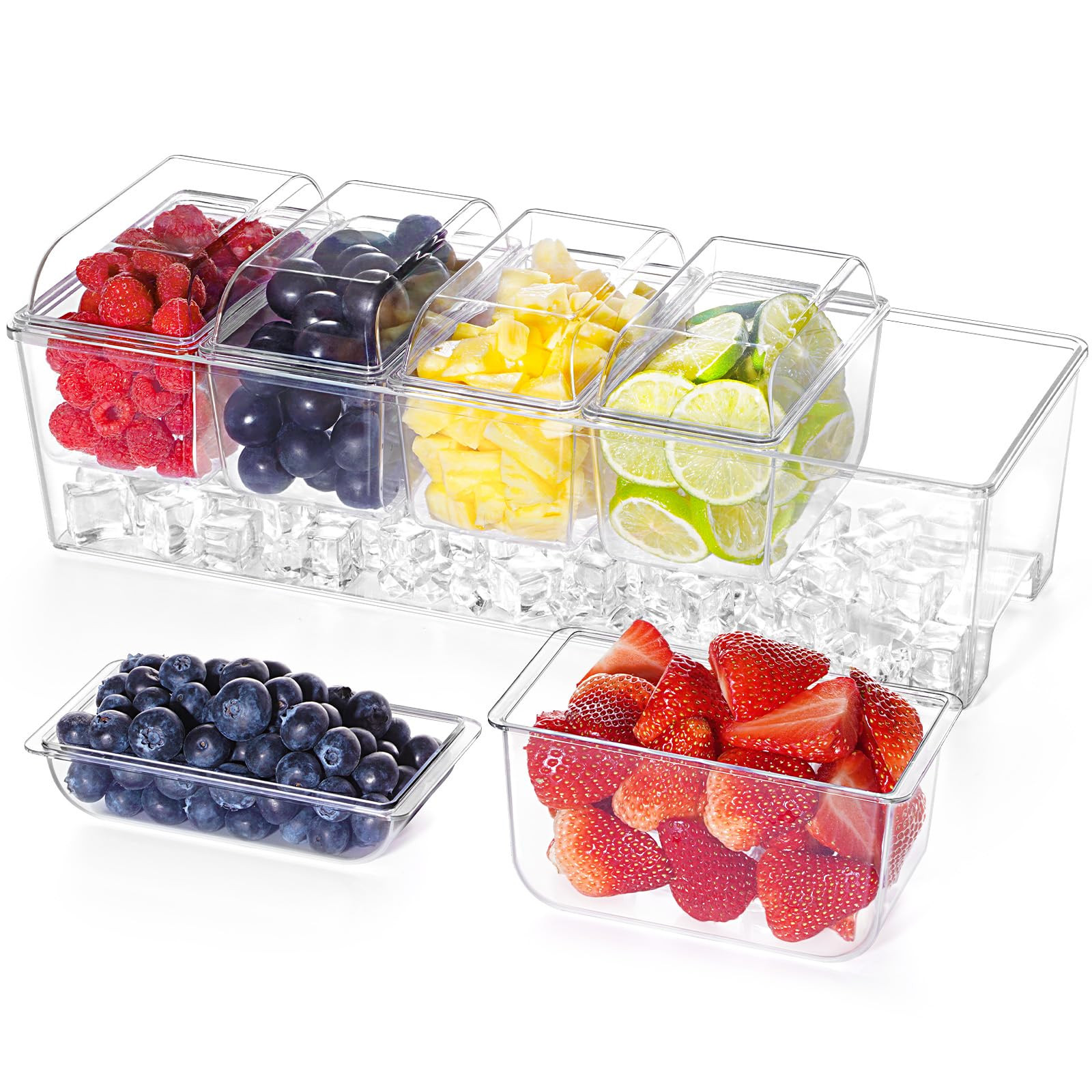 Lifewit Ice Chilled Condiment Caddy with 5 Containers(2.5 cup), Condiment Server with Separate Li... | Amazon (US)