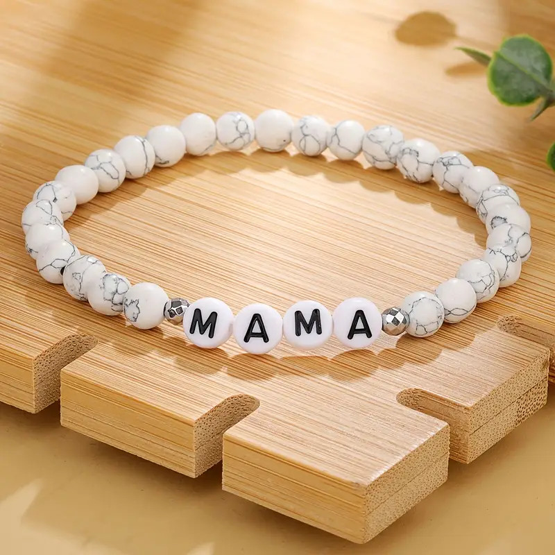Marbling Smooth Beaded Bracelet MAMA Letter Pattern Hand Bracelet Jewelry For Mother's Day Gift | Temu Affiliate Program