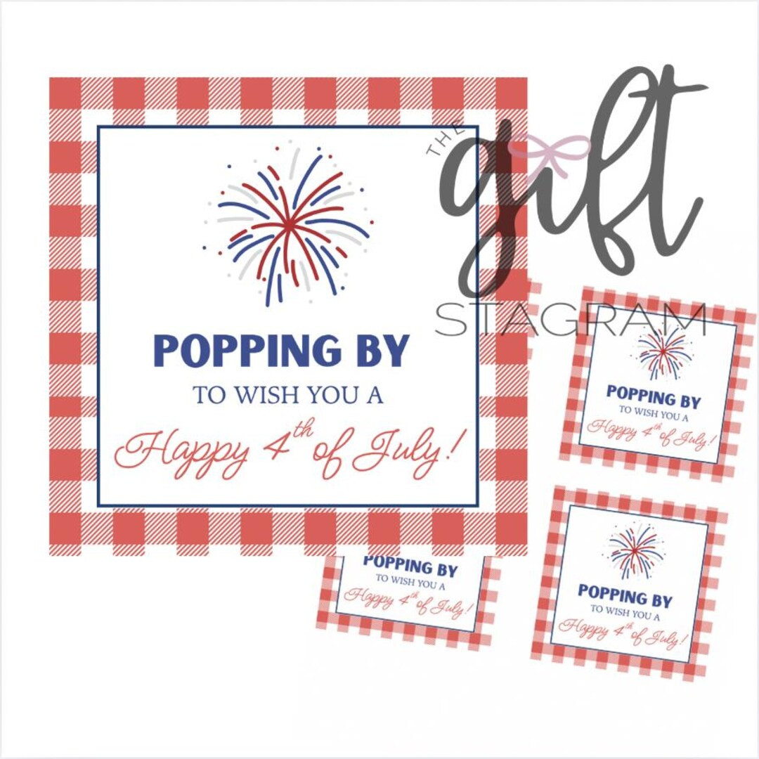 Popping by to Wish You A Happy 4th of July Gift Tag | DIGITAL DOWNLOAD | 4th of July Gift Tag | S... | Etsy (US)
