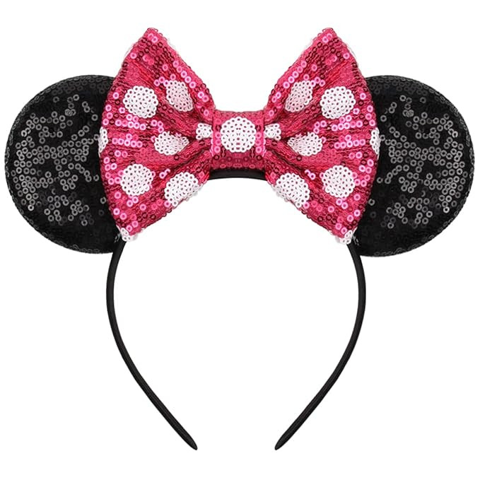 YanJie Mouse Ears Bow Headbands, Glitter Party Princess Decoration Cosplay Costume for Girls (hot... | Amazon (US)