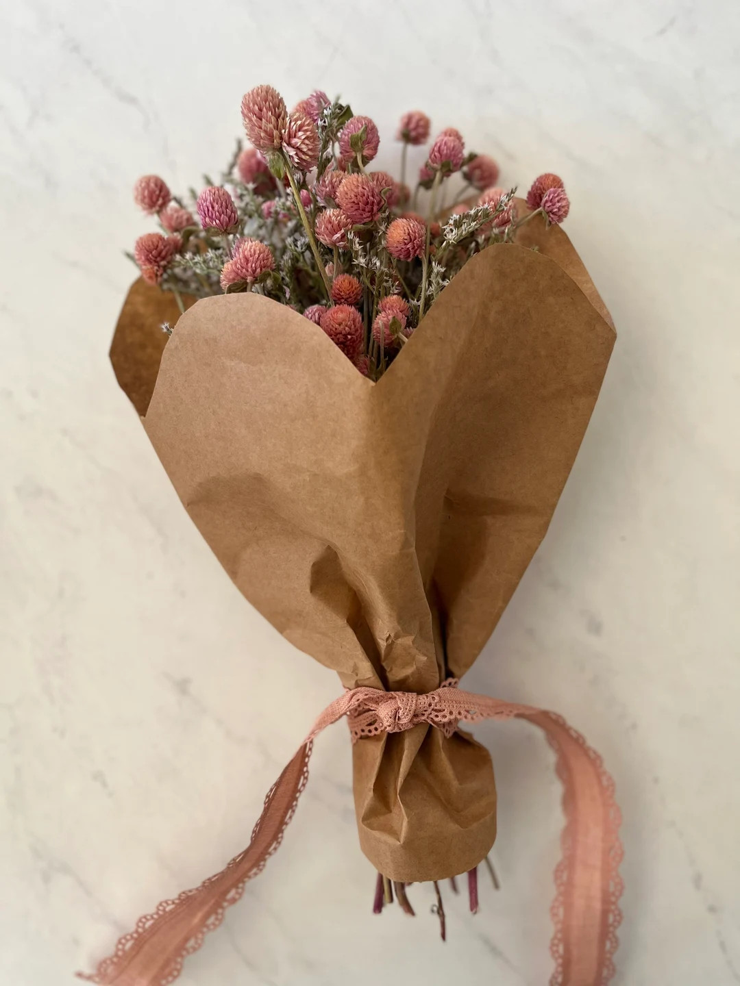 Sweetheart Pink Dried Flower Bouquet - in Paper Heart Wrap- Mother’s Day Dried Flower Bouquet -... | Etsy (US)
