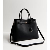 Black Faux Leather Triple Compartment Tote Bag New Look | New Look (UK)