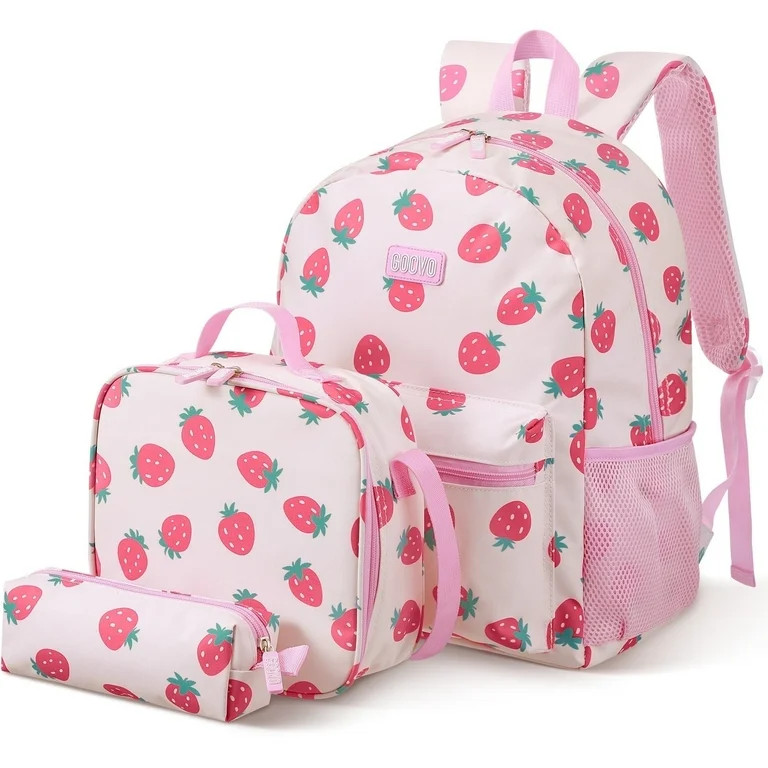 Gocvo Kids Backpack for Girls, Waterproof Teens Bookbag Cute School Backpacks, Strawberry Pattern | Walmart (US)