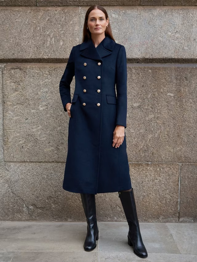 Hobbs Larna Pure Wool Coat, Navy | John Lewis (UK)