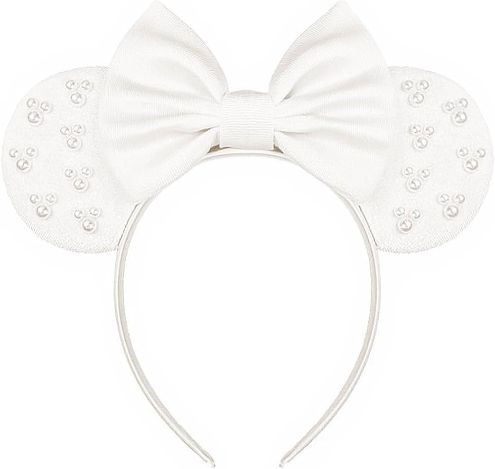 Luxury White Velvet Mouse Ear Headband with Pearl Accents - Elegant Hair Bow for Women & Girls, B... | Amazon (CA)