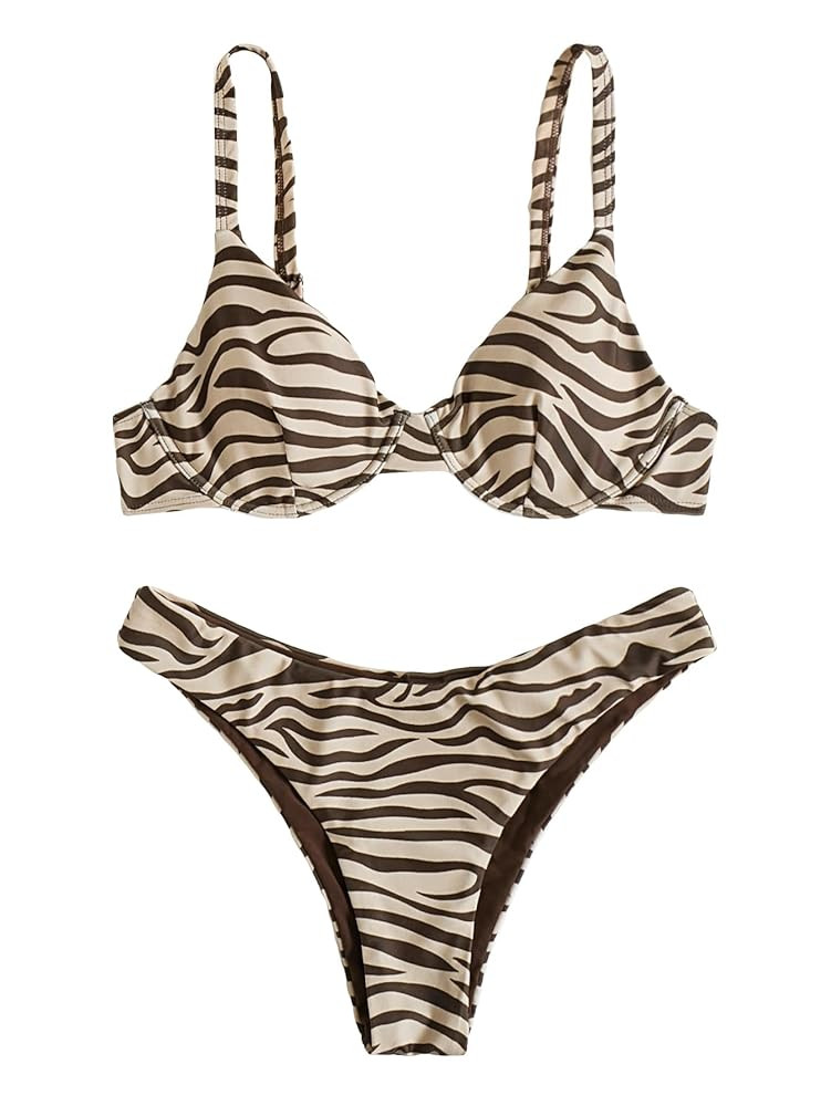 SOLY HUX Women's Bikini Sets Zebra Striped Bathing Suits Two Piece Swimsuit | Amazon (US)