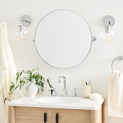 Metal Frame Pivot Round Wall Mirror - 24" | West Elm (US)
