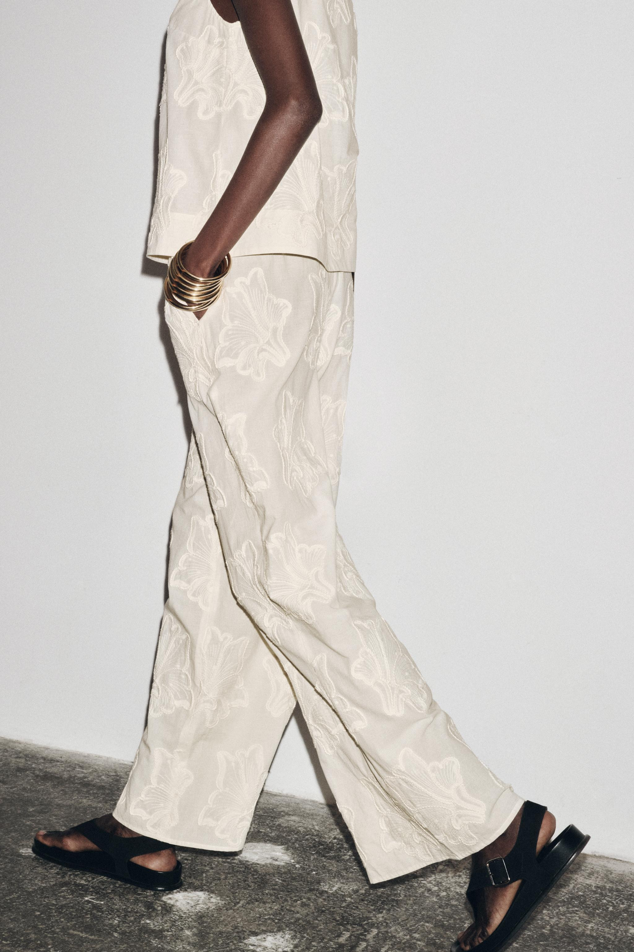 ZW COLLECTION EMBROIDERED PYJAMA TROUSERS | Zara UK