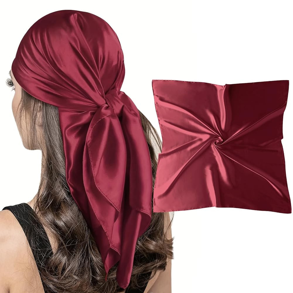 vimate 35" Square Silk Like Head Scarf - Women's Fashion Satin Scarf Bandana for Hair Wrapping at... | Amazon (US)