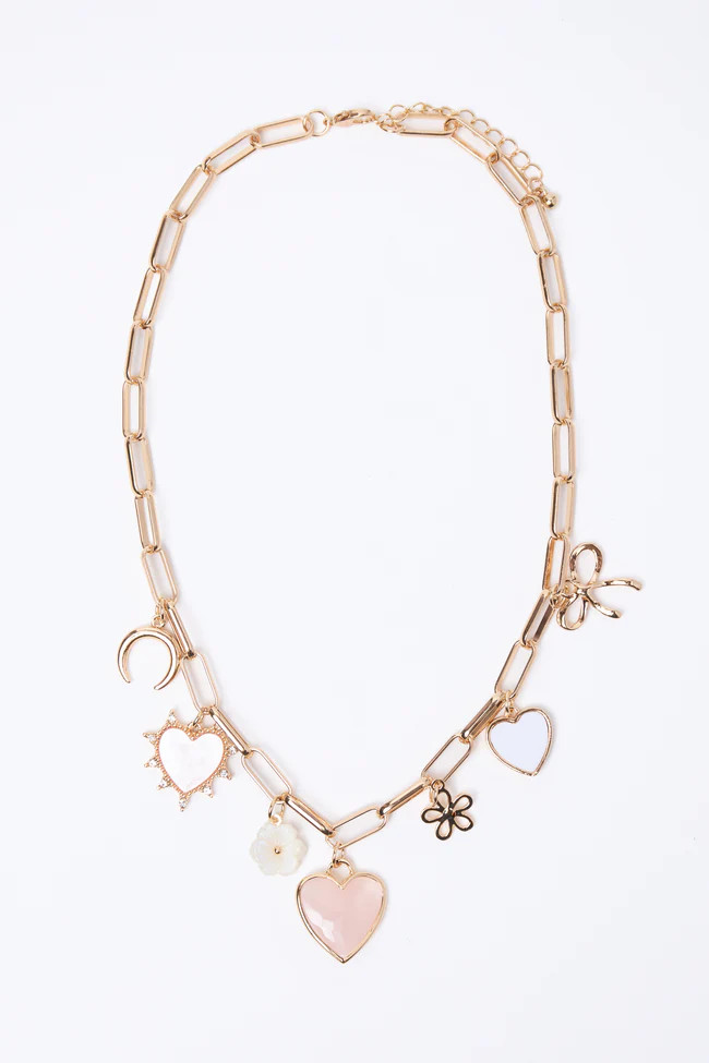 Ella Rose Gold Charm Necklace | Pink Lily