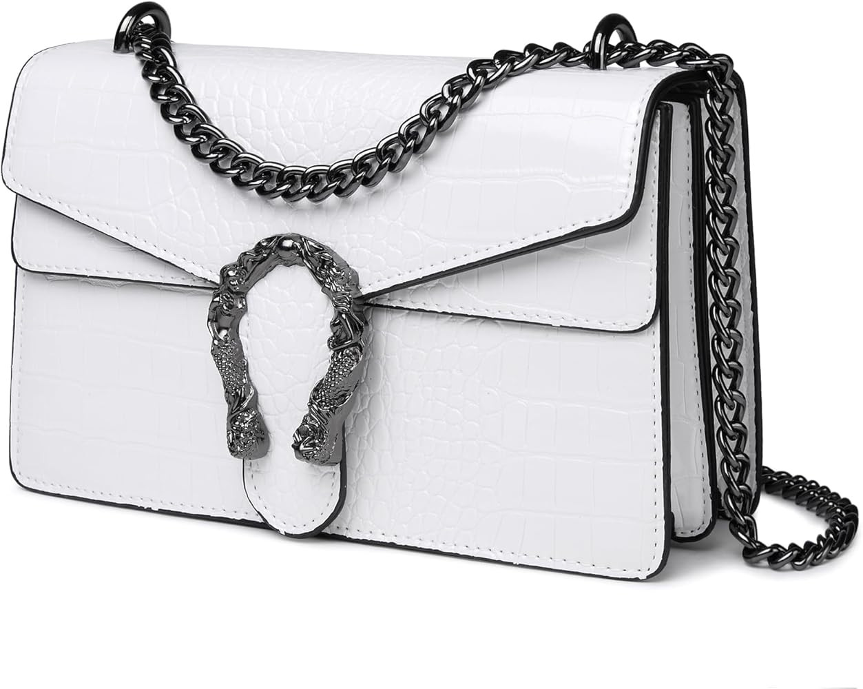 MYHOZEE Crossbody Bags for Women - Snake Printed Clutch Purses Leather Chain Shoulder Bags Evening H | Amazon (US)