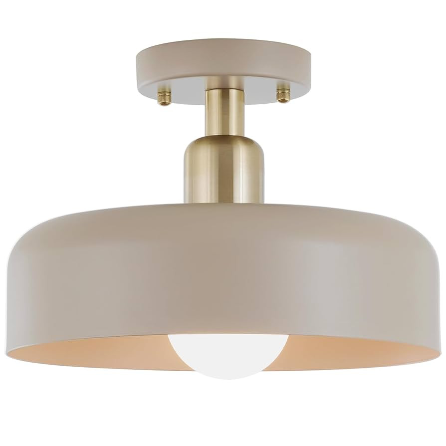 Contemporary Semi Flush Mount Ceiling Light Fixture, Brass Accent Ceiling Light with 12.6" Metal ... | Amazon (US)