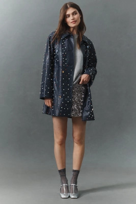 Maeve Embellished Faux Leather Car Coat | Anthropologie (US)