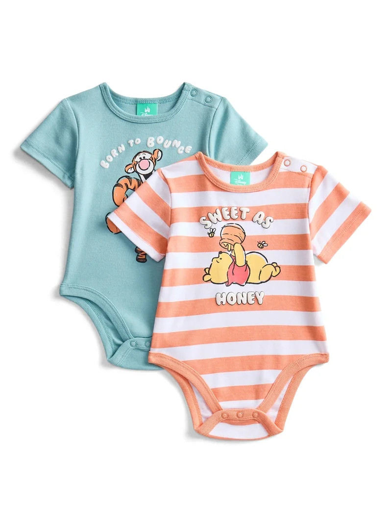 Winnie the Pooh Baby Boys or Girls Graphic One-Piece Bodysuits, 2-Pack, Sizes 0/3M-24M | Walmart (US)