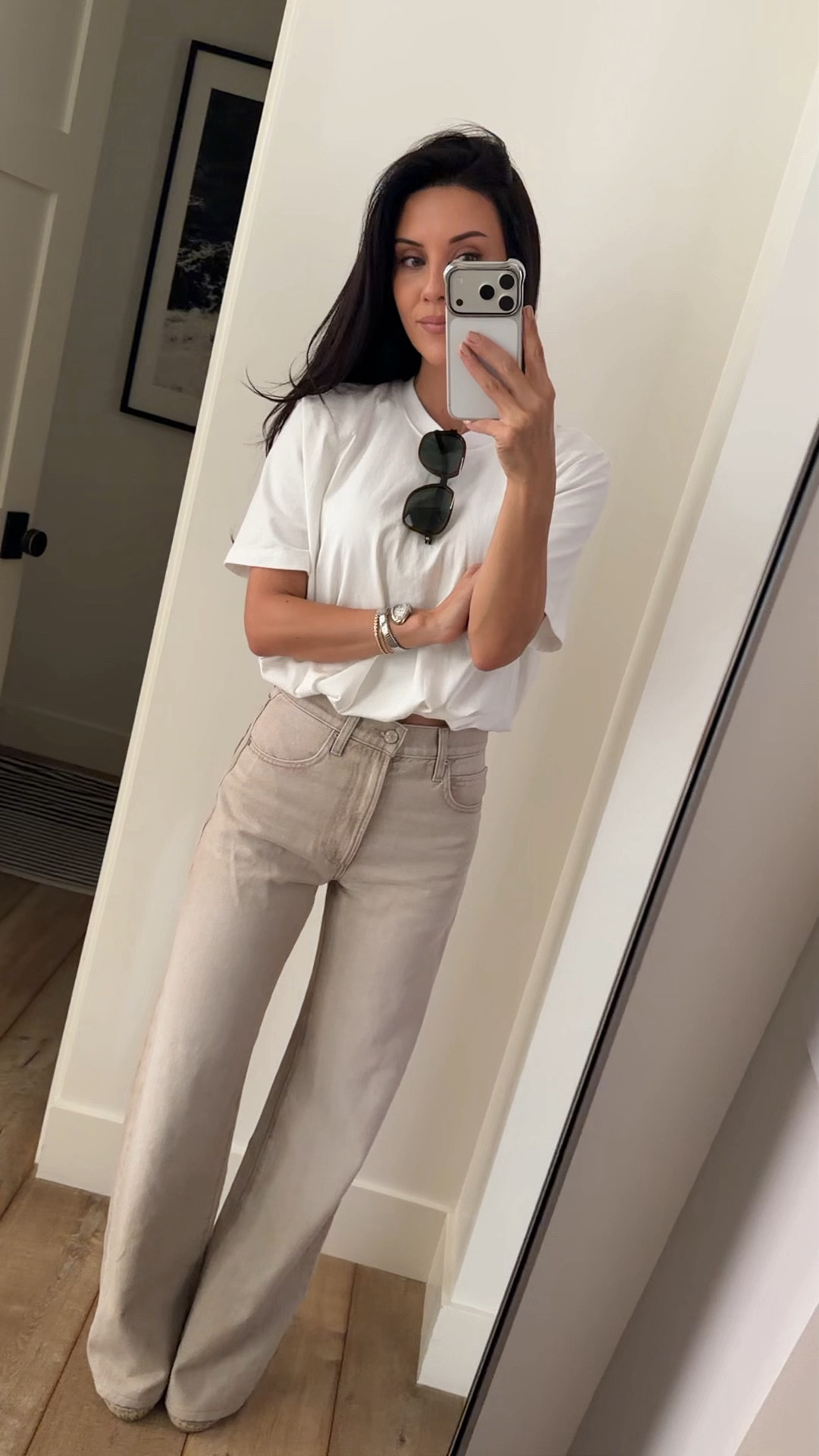 Just the basics … but make them fun. I love this cropped bubble hymn, white tea, and we aren’t going to talk about how many different washes I own these jeans in literally the only pair of reaching for lately. I would suggest sizing down if you’re in between sizes, I am wearing a 24.