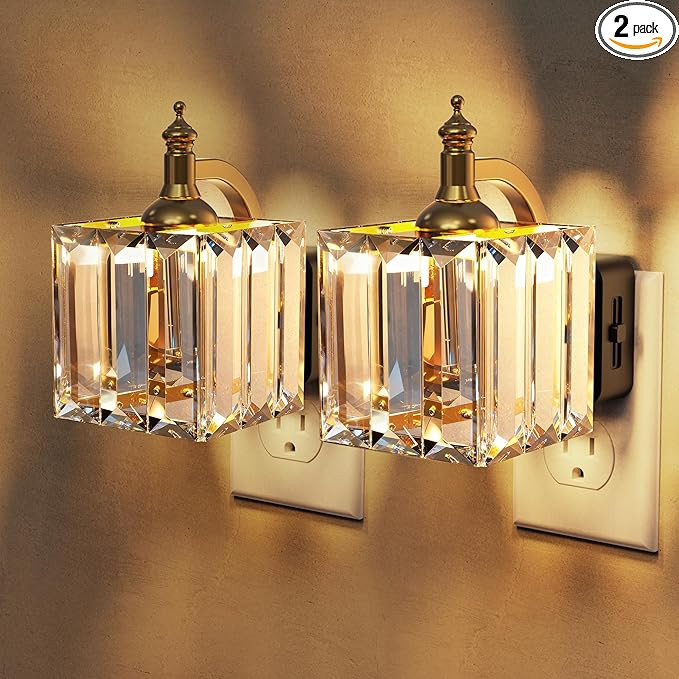 L LOHAS LED Night Light, 2 Pack Night Lights Plug into Wall, 3000K Soft White LED, Crystal Night ... | Amazon (US)