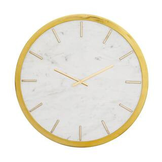 Gold Marble Round Analog Wall Clock with White Face | The Home Depot