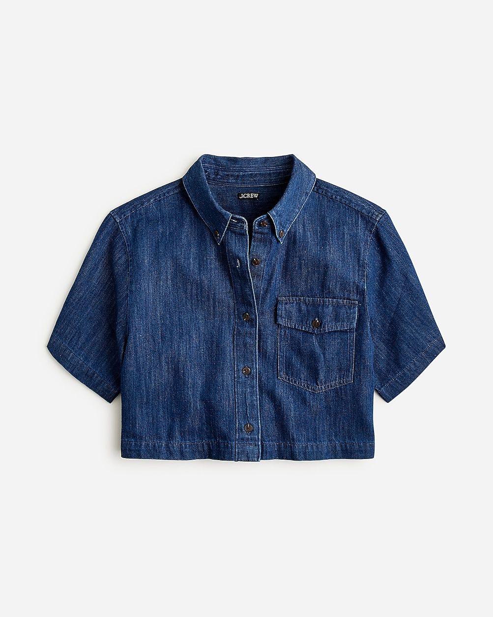 Cropped patch-pocket shirt in denim twill | J.Crew US