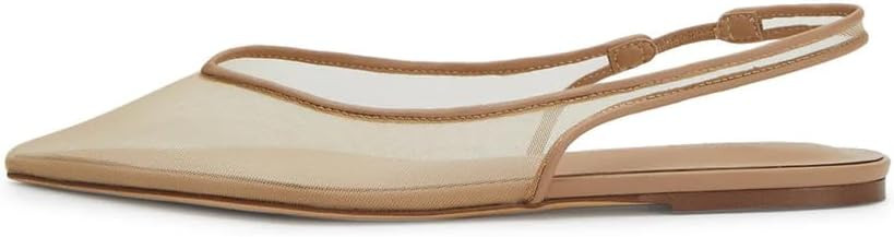 Mesh Slingback Ballet Flats Shoes for Women Pointed Toe Slip On Low Heels Casual Work Comfortable Soft | Amazon (US)