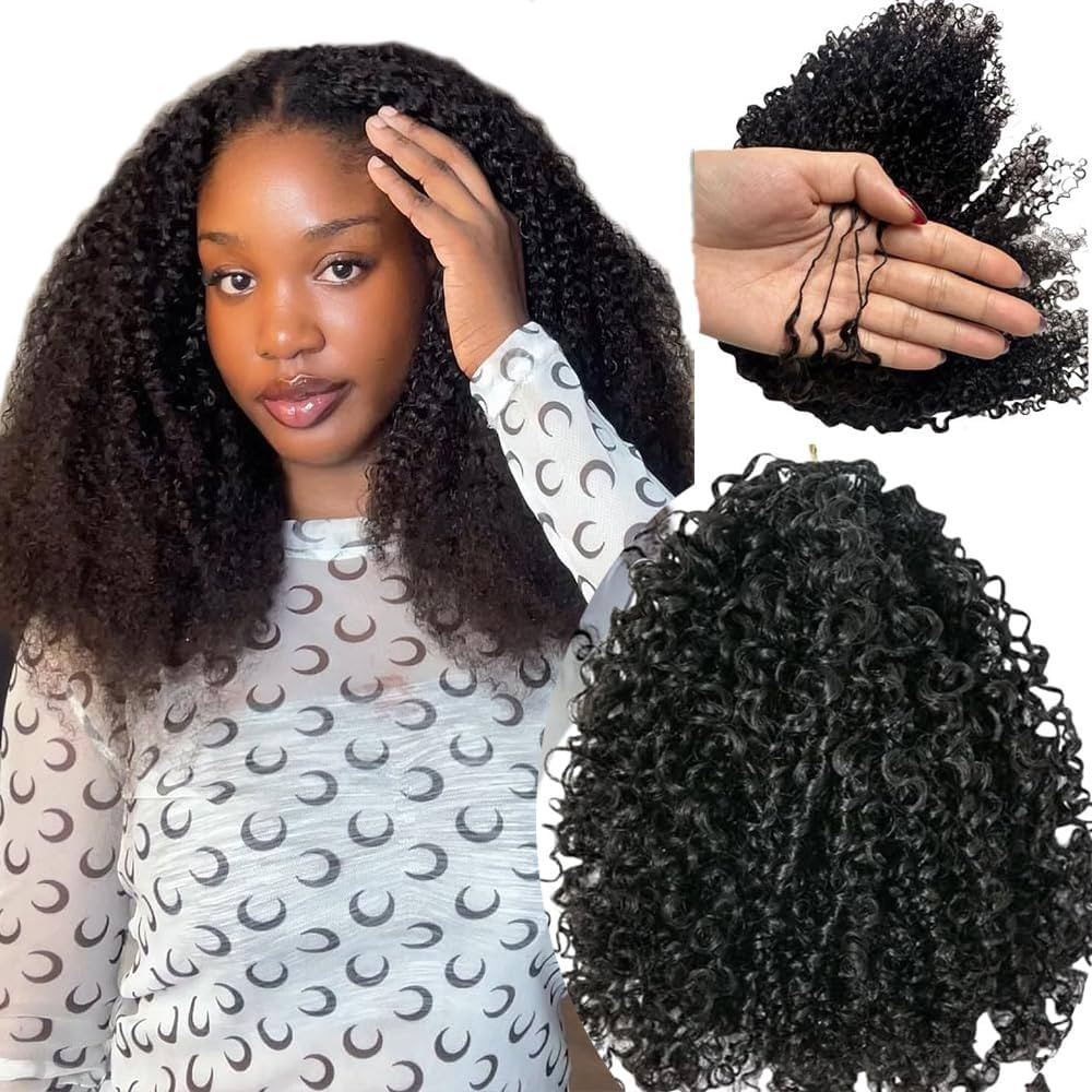 Kinky Curly Crochet Human Hair Extensions Pre-Separated Crochet Hair Multi-Textured Kinky Curly R... | Amazon (US)