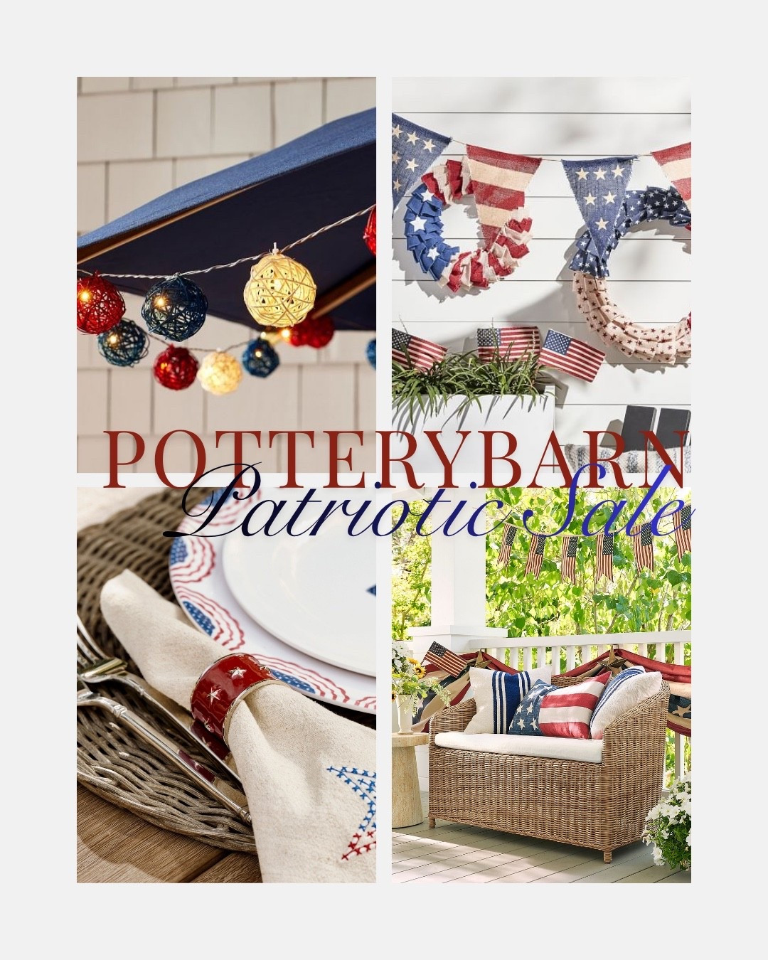 Pottery Barn patriotic sale finds for the last-minute July 4th host who still wants the porch, patio, and table to look intentional 🇺🇸✨

Think elevated red, white & blue decor you can actually reuse — outdoor pillows, festive bunting, lanterns, table linens, napkin rings, serveware, and cozy patio pieces that work all summer long.

Perfect for July 4th, Memorial Day, Labor Day, backyard dinners, and every “wait… people are coming over?” hosting moment.

Shop my @Pottery Barn patriotic sale edit in LTK.

#LTKHome #LTKOver40 #LTKSeasonal