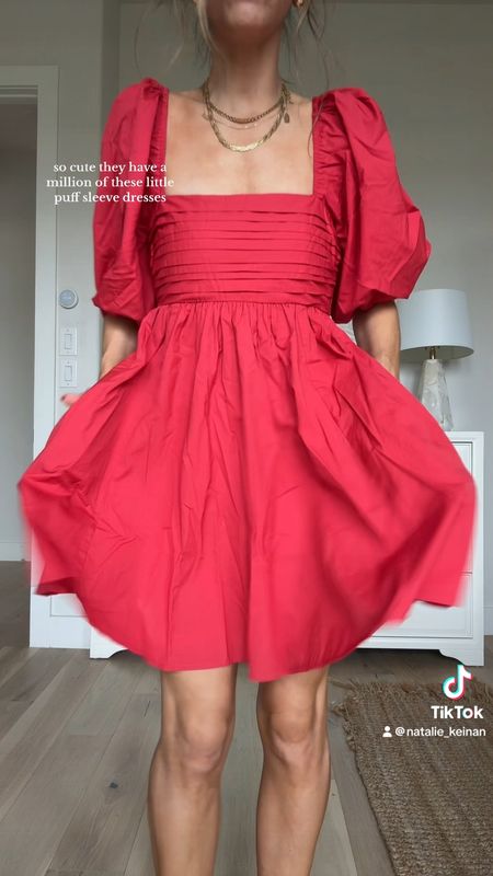 Love this red puff sleeve dress from Abercrombie!! I’m in an xs! Tons of colors and prints! 

#LTKstyletip #LTKwedding #LTKfindsunder100