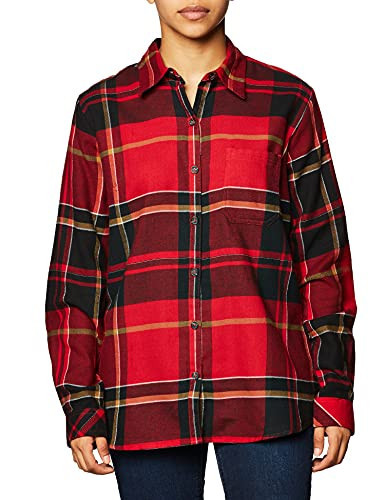 Dickies Women’s Long Sleeve Plaid Flannel Shirt, English Red Black Plaid, Small | Amazon (US)