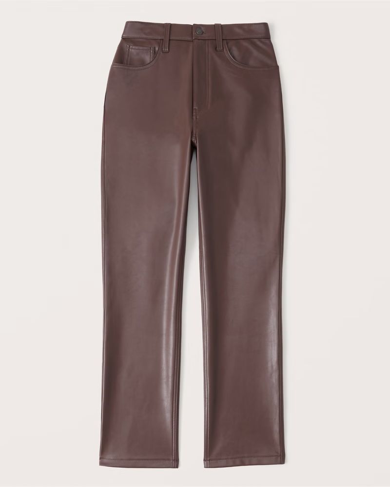 Women's Curve Love Vegan Leather 90s Straight Pants | Women's Clearance | Abercrombie.com | Abercrombie & Fitch (US)