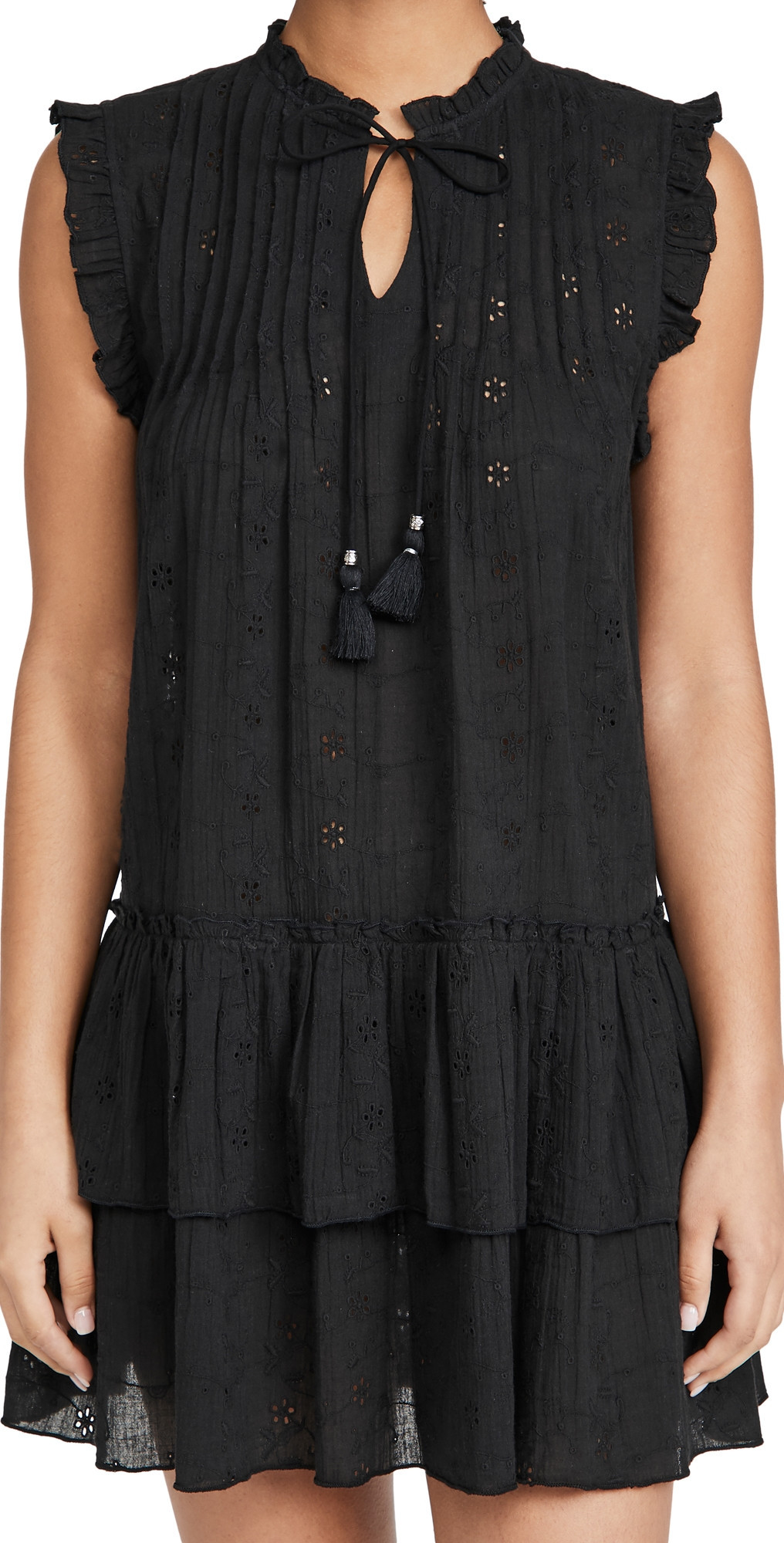 Playa Lucila Eyelet Dress Black XS | Shopbop