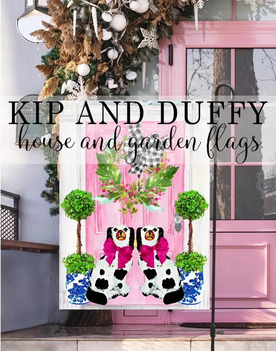 Christmas Staffordshires Pink Door House or Garden Flag - Etsy | Etsy (US)