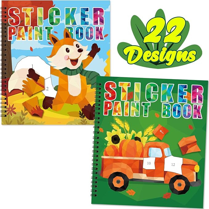 90shine 2PCS Fall Crafts for Kids Sticker Books Ages 4-8 Autumn Thanksgiving Themed Designs Party... | Amazon (US)