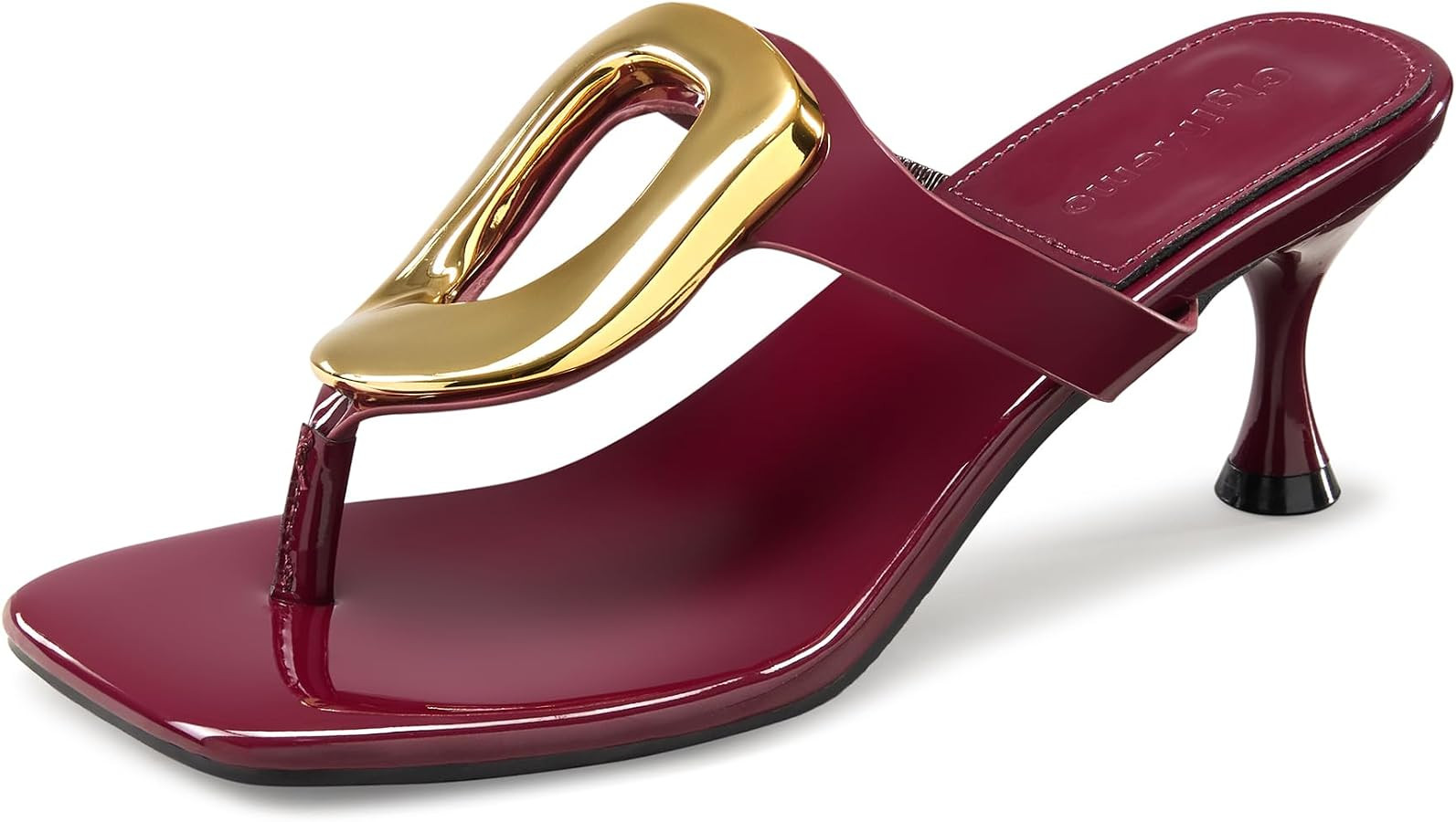 Women's Kitten Heels Sandals Gold Buckle Square Toe 1.8-2 Inch Heeled Sandals for Women Fashion D... | Amazon (US)