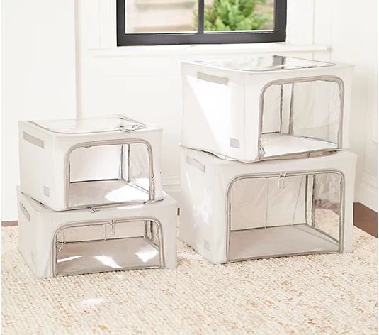 Periea Set of 4 Assorted Collapsible Storage Boxes - QVC.com | QVC