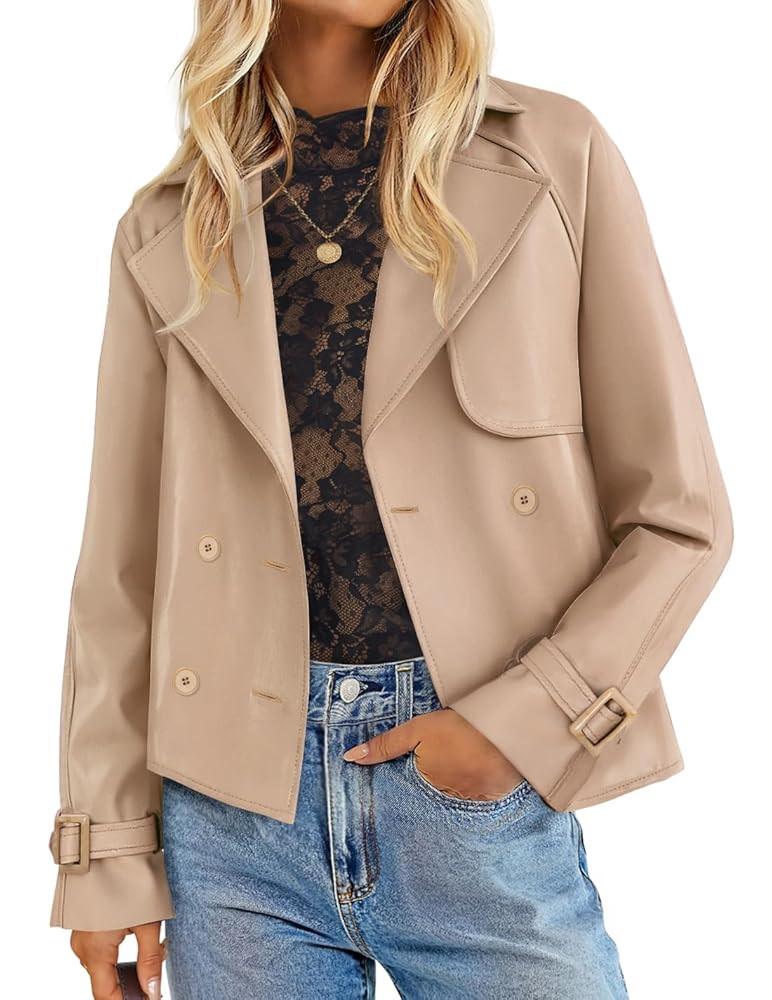 ZESICA Women's Faux Leather Jackets Oversized Fall Fashion Button Motorcycle Coats Outwear 2025 W... | Amazon (US)