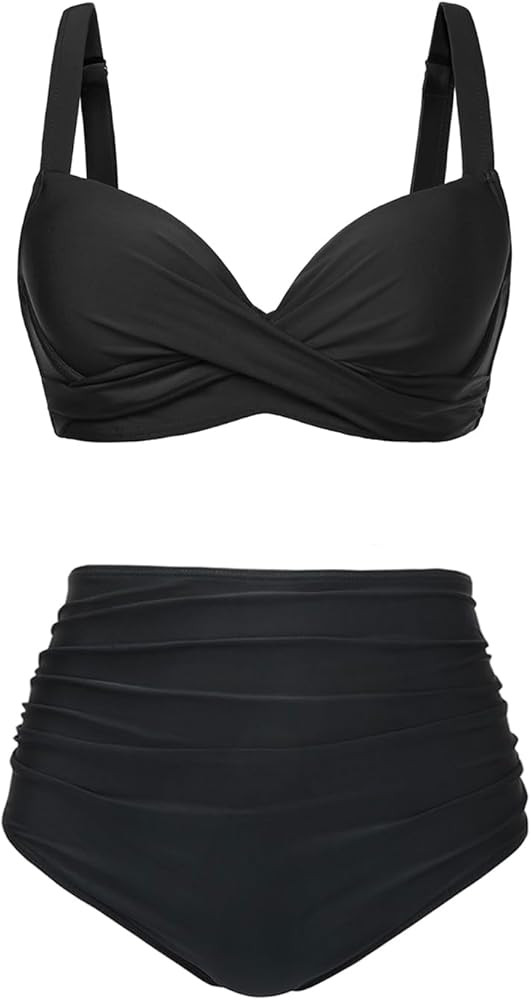 Aqua Eve Women Underwire Bikini Set - High Waisted Two Piece Swimsuit Tummy Control Bathing Suit ... | Amazon (US)
