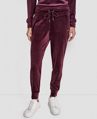 Women's Platinum Velour Rhinestone Logo Slim Fit Joggers | Macy's