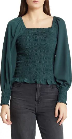 Madewell Lucie Balloon Sleeve Smocked Top | Nordstrom | Nordstrom