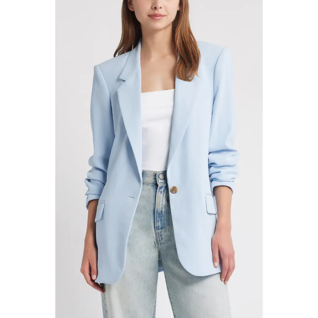 Open Edit The Curator Relaxed Blazer in Blue Subdued at Nordstrom Rack, Size Xx-Small | Nordstrom Rack