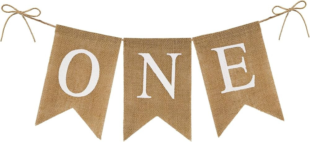 Anwyll Burlap One Banner - NO DIY One Highchair Banner First Birthday Boy Girl Banner Sign Decora... | Amazon (US)