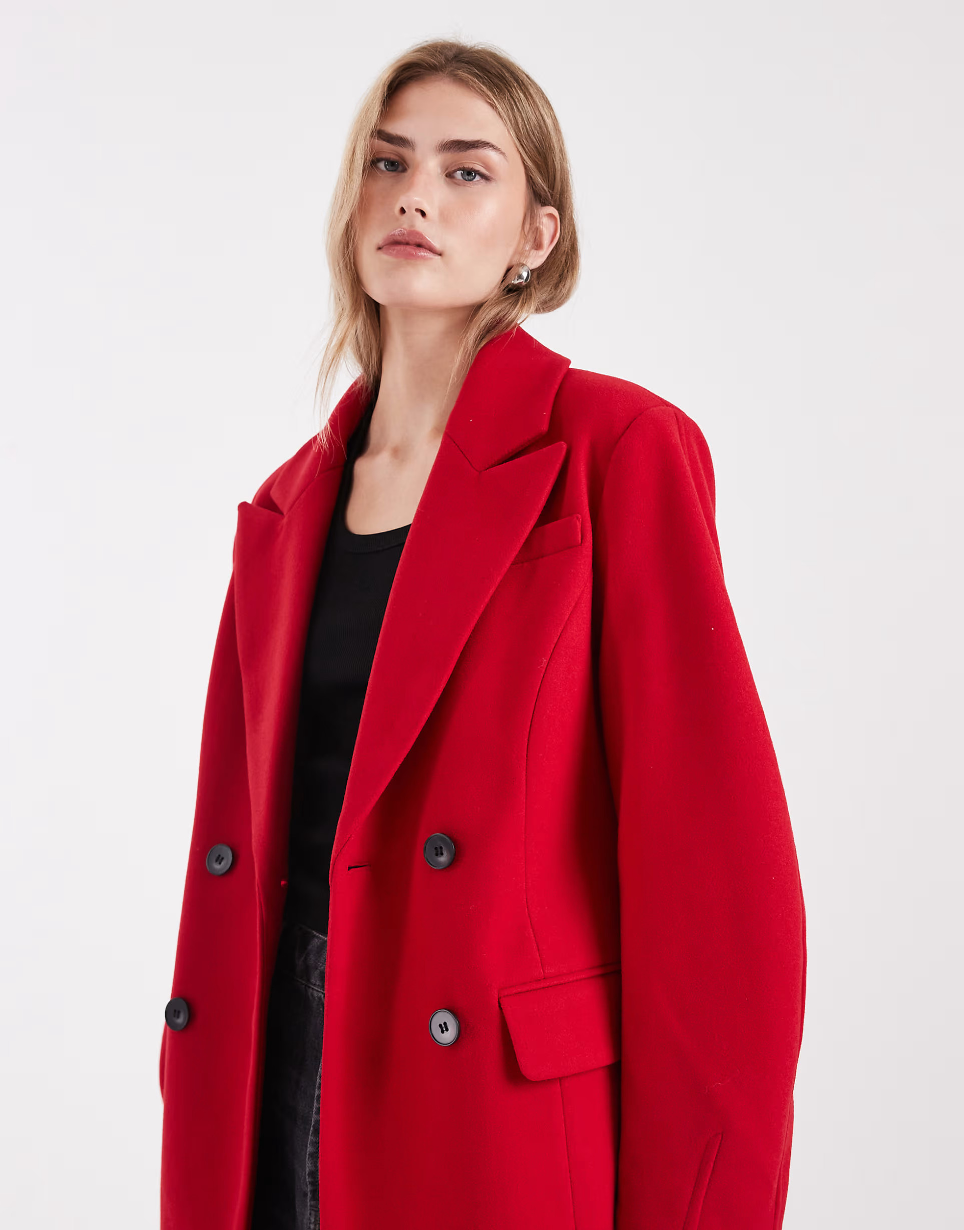 ASOS DESIGN formal sculpted longline coat in red | ASOS (Global)