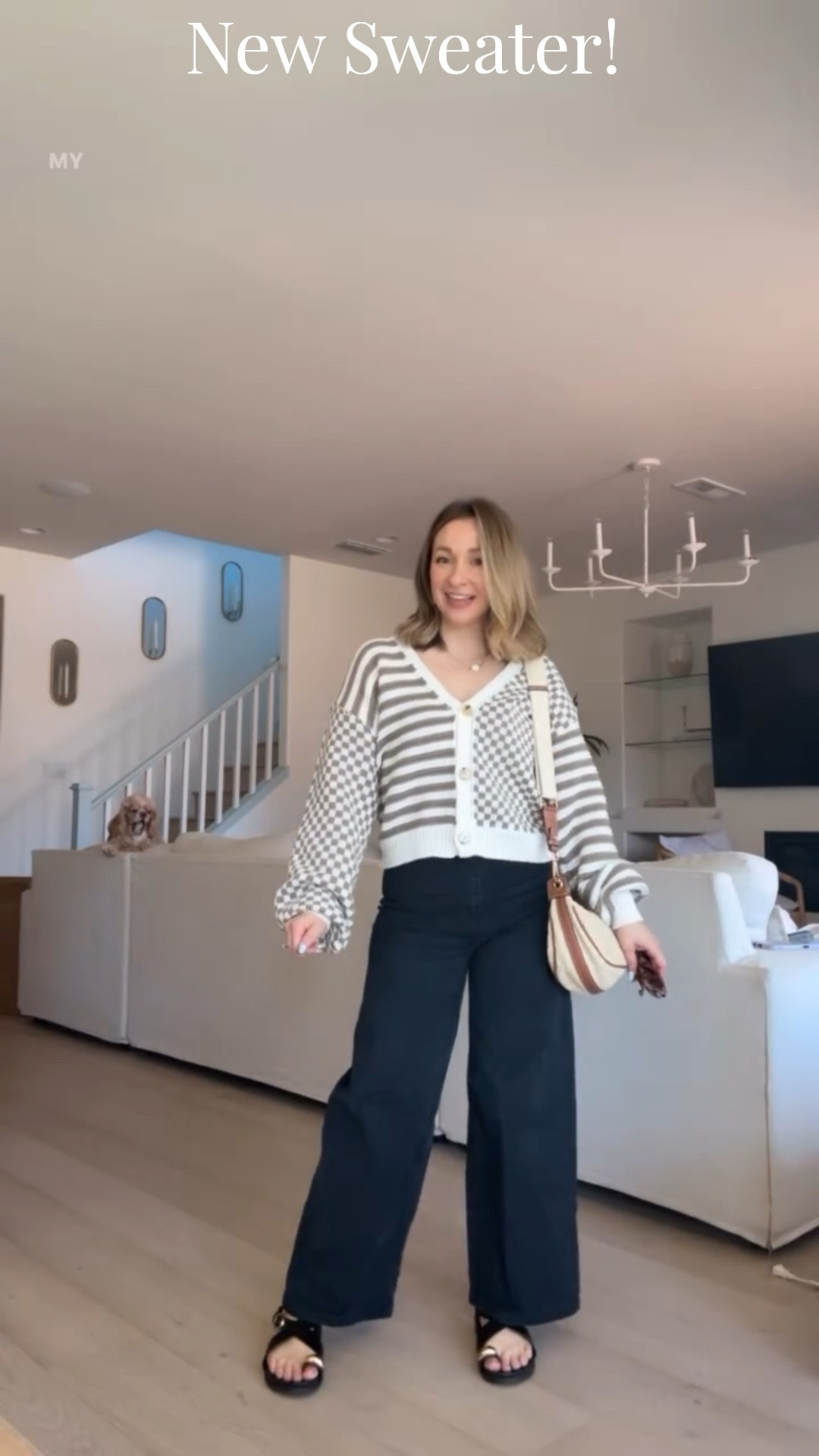 My new checker and striped cardigan sweater is so easy to wear and so cozy! Wearing size xs runs larger. Size 5 black toe ring sandals. These earrings are dainty and preppy! 

Pink Lily 
Brunch outfit 
Classic style 
Casual style 


#LTKPetite #LTKootd #LTKmomlife