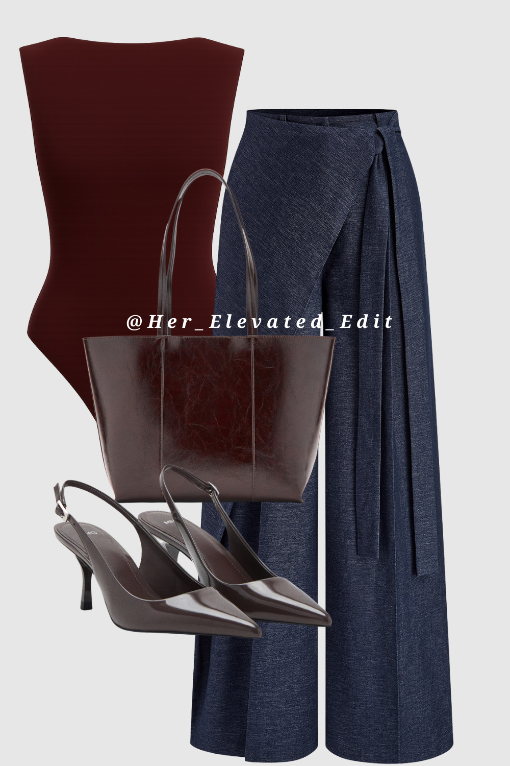 Burgundy against deep navy always feels intentional and elevated. The tailored wrap trousers keep the silhouette refined, while the structured tote and slingback heels make it work-ready and event-appropriate.

Perfect for corporate events, networking dinners, or elevated office days.
#LTKWorkwear
#LTKStyleTip
#LTKSeasonal
#corporateoutfit
#officechic
 

 