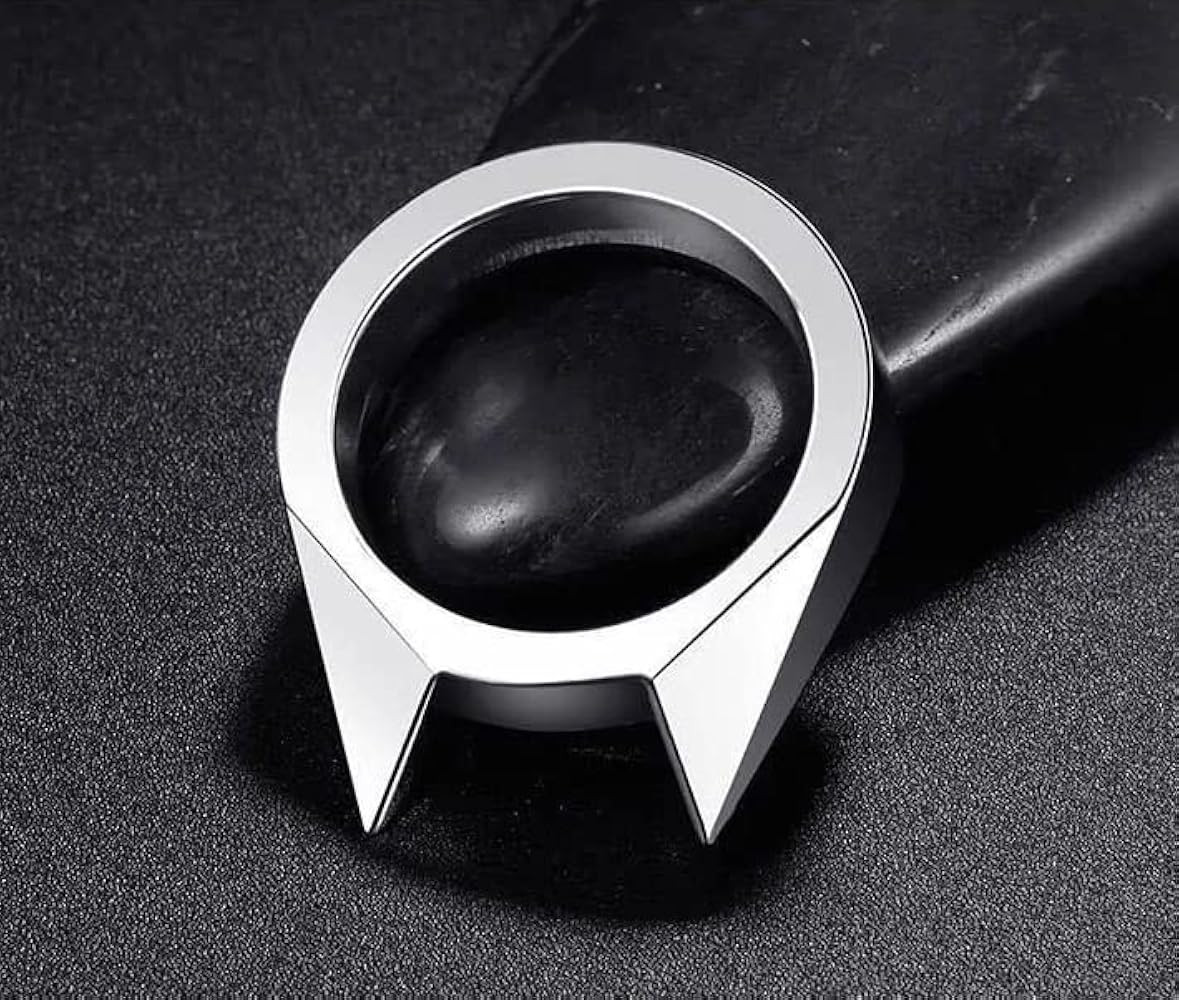 Stainless Steel Rings Geometric knuckles Simple Hidden Adjustable Titanium Open Cool Silver Rings fo | Amazon (US)