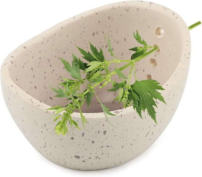 Pottery Herb Stripper Bowl (2025 Upgrade) - Handmade Ceramic Peeling Cup with Different Round Hol... | Amazon (US)