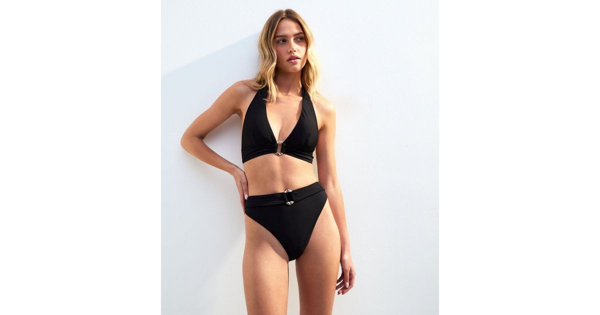 Black Hoop Detail Bikini Bottoms | New Look | New Look (UK)
