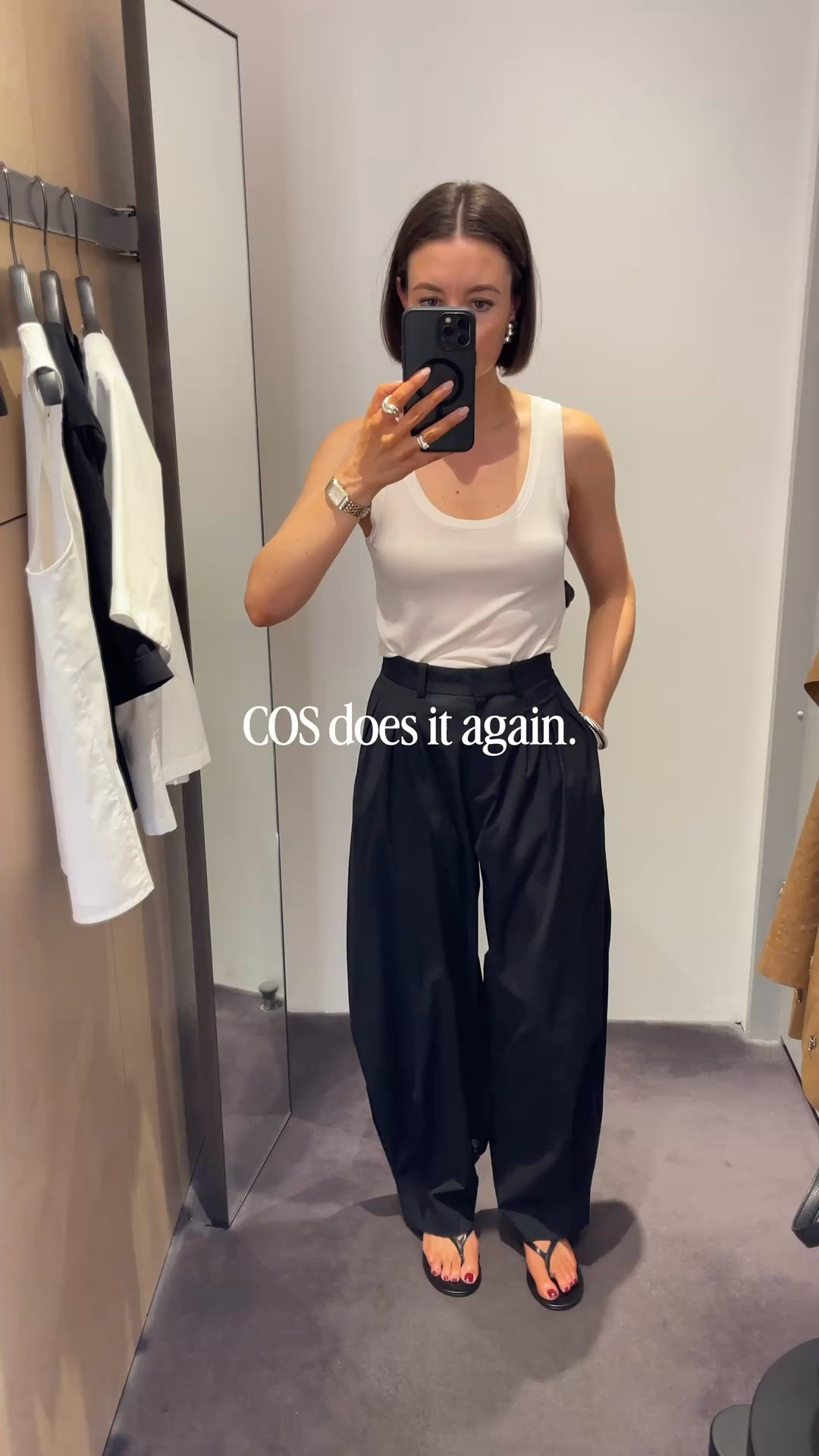 Found another great pair of trousers at COS. I’m wearing a size US2. Tank top is a S, black knot is an XS.

#LTKcanada #LTKfall #LTKsummer