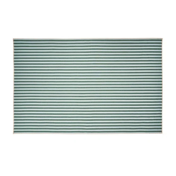 Beautiful Home by Drew Barrymore Yarn Dyed Stripe Whipstitch Fabric Tablecloth, Thyme Blue, 102"W... | Walmart (US)