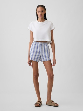 4" High Rise Pull-On Linen-Blend Shorts | Gap Factory